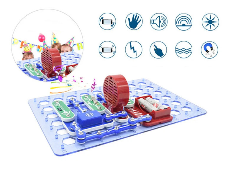 Электронный блок, развивающий Набор для обучения, интегрированные строительные блоки, креативная игрушка, игрушки для развития физики