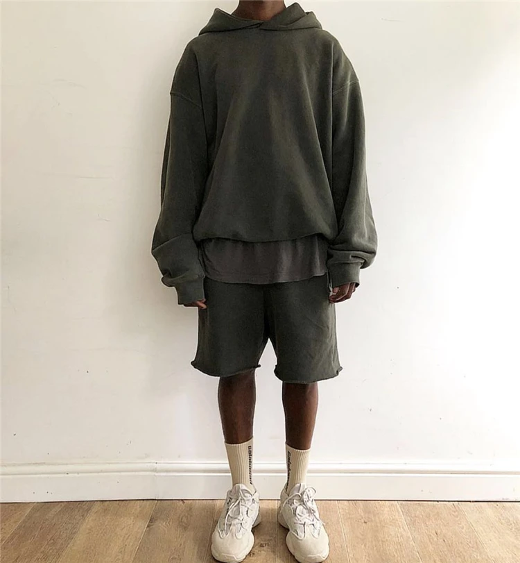 QoolXCWear новые противотуманные шорты Kanye west высокие уличные хип-хоп мужские шорты Уличная стильная НЕОБРАБОТАННАЯ кромка свободные шорты