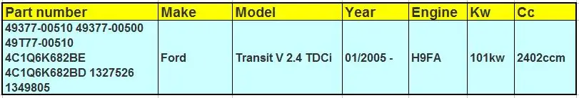 Турбо картридж Chra Core TD04L-412T2-VG 49377-00510 00500-49377 49T77-00510 4937700510 для Ford Transit V 2005-H9FA 2.4L TDCI