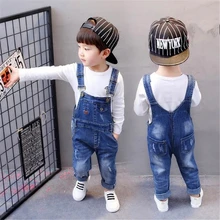 Рваные джинсовые комбинезоны для мальчиков; осенний детский однотонный хлопковый комбинезон на бретелях; повседневная детская одежда для девочек; комбинезоны; брюки; детские штаны