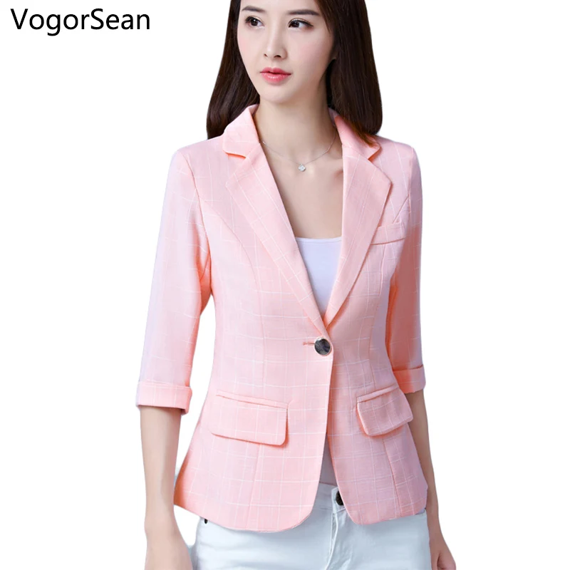 Женский деловой пиджак Серый блейзер с короткими рукавами для работы весна