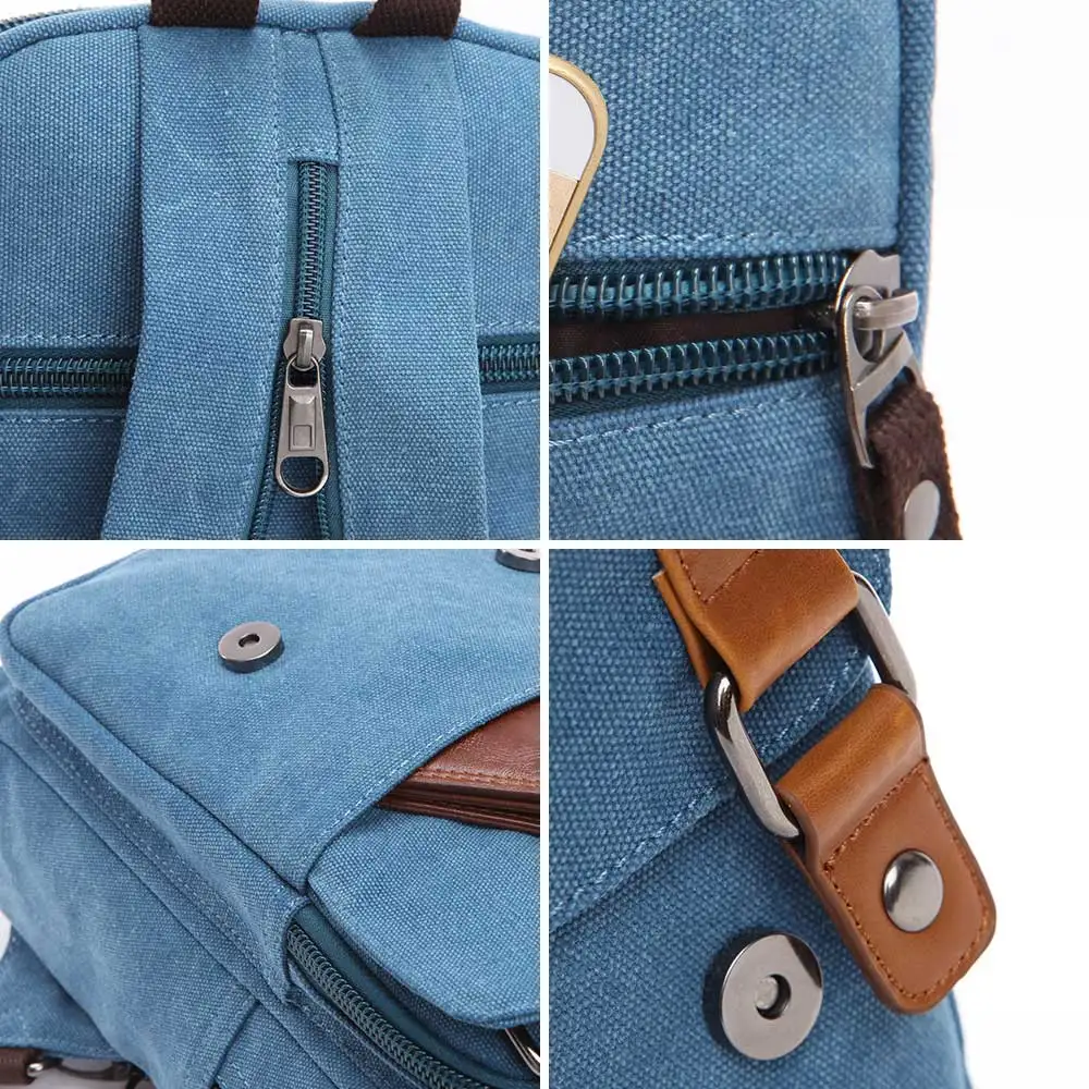 Модный мужской рюкзак 12 дюймов, сумка для ноутбука для мужчин, однотонные холщовые женские рюкзаки, коричневая Дорожная сумка на молнии, школьный рюкзак