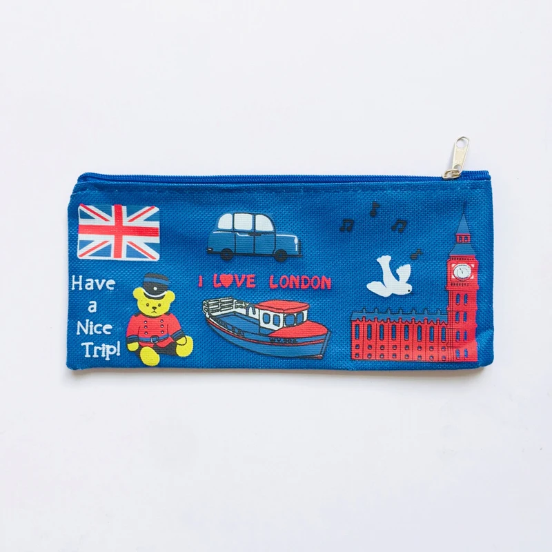 Kawaii I Love London Soldier холщовая ручка Карандаш сумка держатель для хранения студенческие канцелярские принадлежности