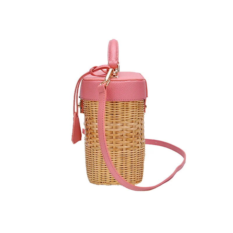 New Women Fahsion Straw Rattan Bag INS Popular Female Handmade Knitting Handbag Lady Weave Travel Shoulder Bag Braid Tote SS3419 (8)