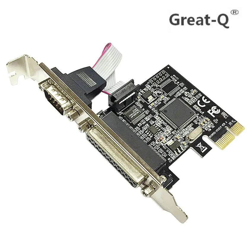 Большой Q высокого качества Moschip PCI express 1 последовательный и 1 параллельный порт карты RS232 порт принтера PCIe PCI-e riser карты