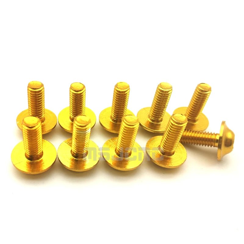 10 шт./компл. M6x16mm мотоцикл ветер экран болт гайка шайба винт мотоцикл обтекатель ветрового стекла экран Fasterner комплект - Название цвета: Золотой