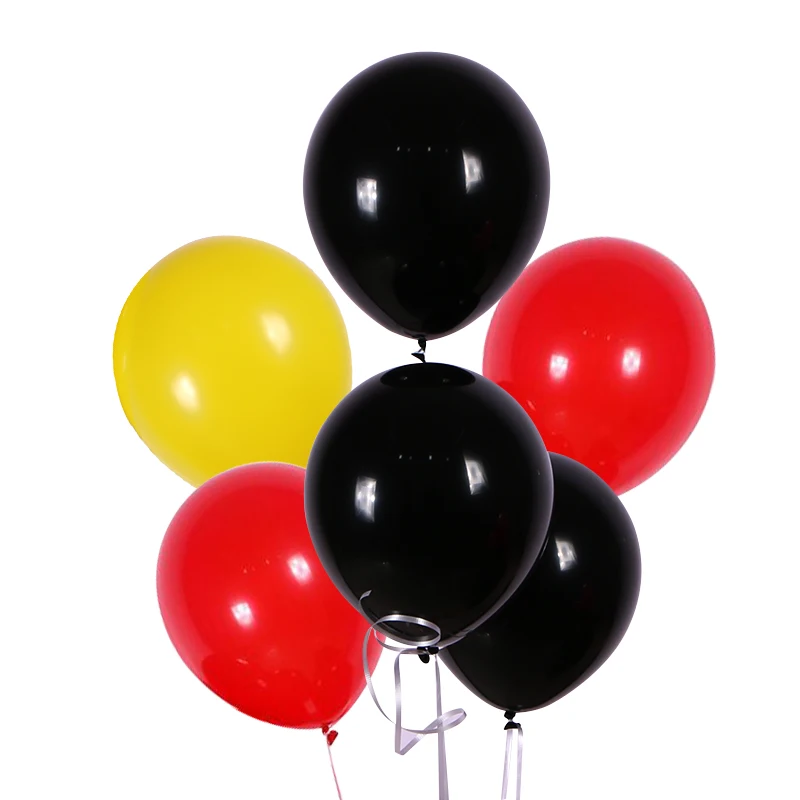 12 Inch Red Black Yellow Latex Balloons With Gold Confetti Balloon