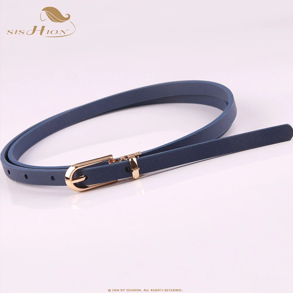 Navy blue SISHION карамельный цвет pu кожаный ремень дамские модные тонкие ремни для женщин SP0165 - Цвет: Navy blue