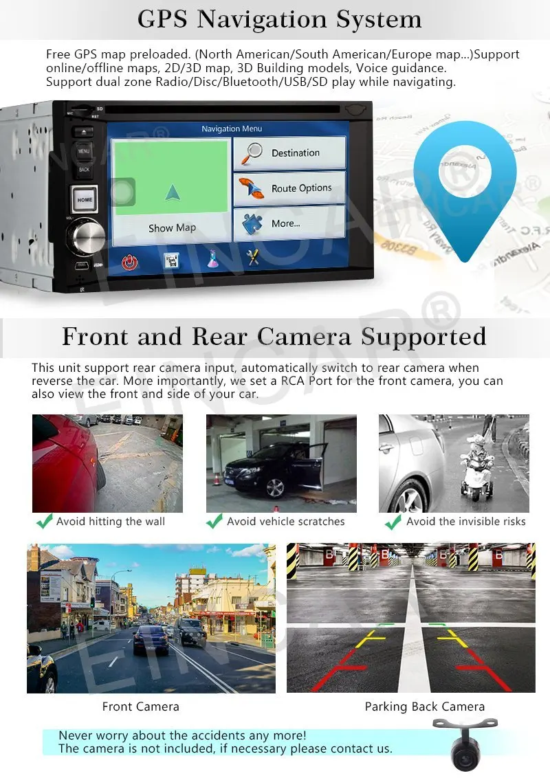 Камера+ автомобильный стерео Android 6,0 четырехъядерный в тире два Din gps навигация автомобильное радио dvd-плеер Blutooth рулевое колесо Зеркало Ссылка