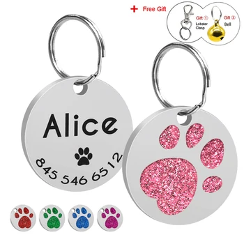 

Anti-lost Dog ID Tag Engraved Pet Cat Tags Name and Phone Number Dog ID Tags Dog Collar Accessories With Free Bell