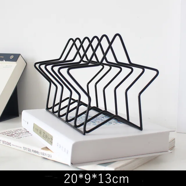 Desktop Book Storage Rack Star Bear Shaped Iron Bookshelf Bookcase