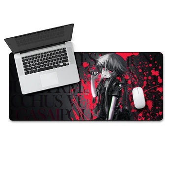 

QQQRGB 90X40cm Gamer Mouse Pad European and American cartoon girls A wicked smiling face with deep meaning Natural rubber XL mat