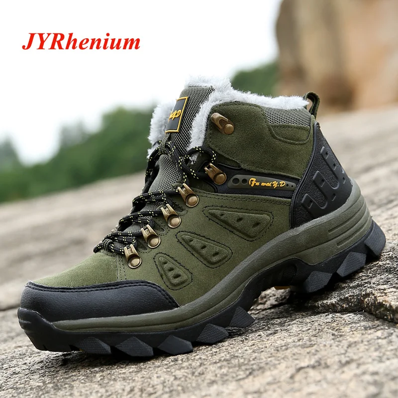 

JYRhenium Winter With Fur Snow Boots For Men Sneakers Male Shoes Adult Casual Quality Waterproof Unisex Rubber Ankle Warm Boots