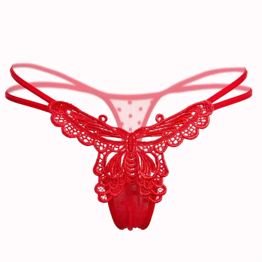 Красный Сексуальные женские стринги G Strings Bragas сексуальные трусики стринги кружевные трусики с вырезами Женские трусы нижнее белье одежда для сна culotte - Цвет: Красный