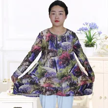 Большой размер Большие размеры среднего возраста и старомодные футболка с длинными рукавами B1666030-3473