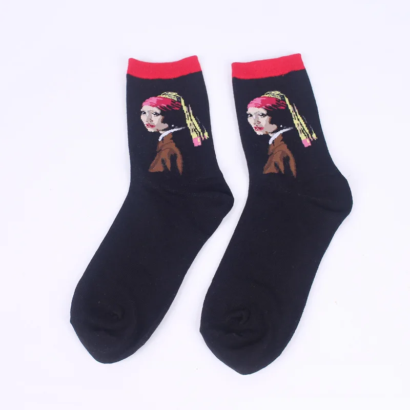 Самые дешевые художественные хлопковые носки с принтом, мужские забавные повседневные носки из чесаного хлопка, новинка, забавные Необычные носки, рождественский подарок, sokken - Цвет: 10