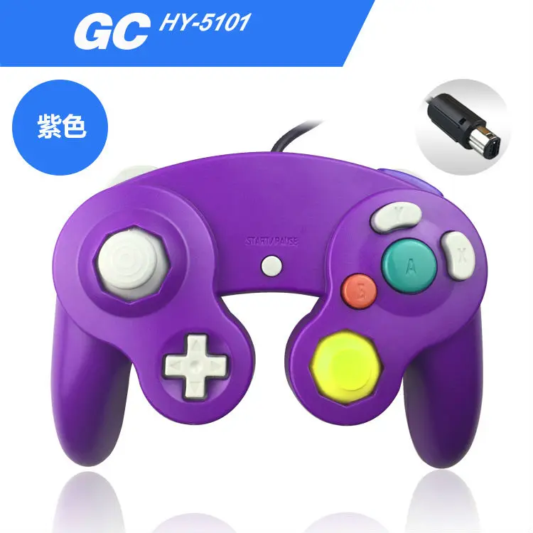 Purple-GC port Полный геймпады для Gamecube контроллер проводной ручной джойстик для NAND для GC контроллер для MAC компьютера ПК - Цвет: Purple-GC port
