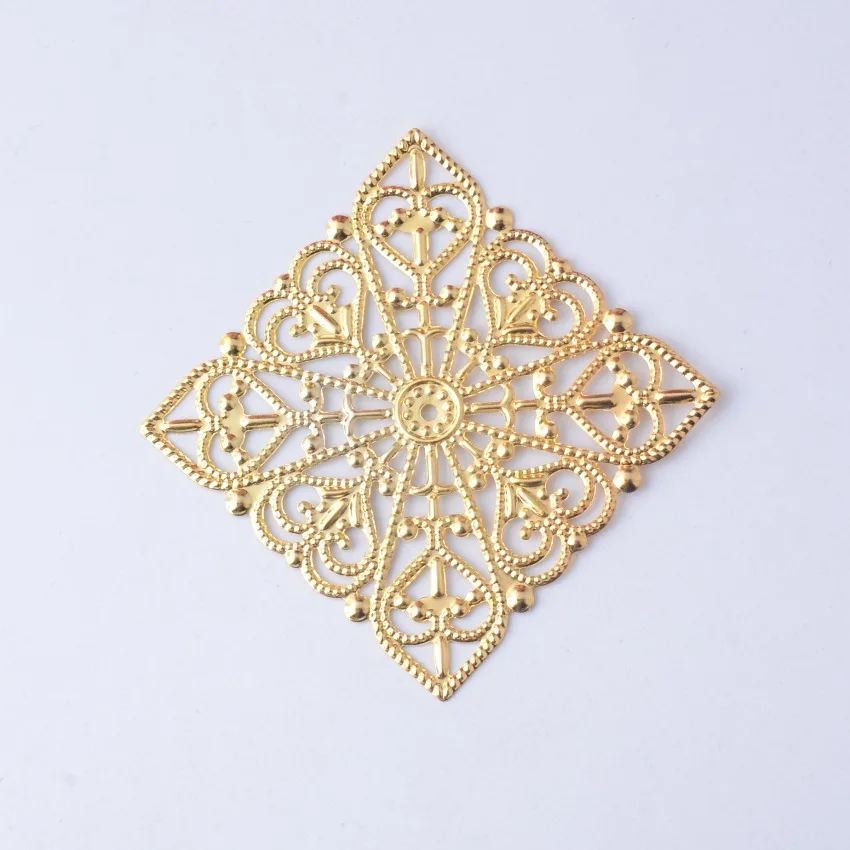 

Free shipping Retail 5Pcs Gold Tone Filigree Square Wraps Connectors Metal Crafts Gift Decoration DIY Findings 40x40mm F0413