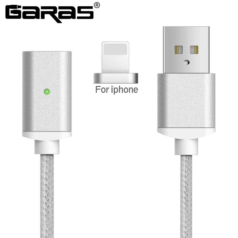 GARAS Магнитный кабель для iphone Micro Тип usb C 3in1 мобильного телефона Магнит кабель быстрой зарядки Магнитная Micro USB Кабель-адаптер - Цвет: silver ios