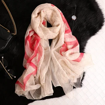 

2020 New Summer Silk Scarf For Women Long Size Pashmina Lady Shawl Female Wraps Bandana Foulard Hijabs Print Soft Beach Stoles