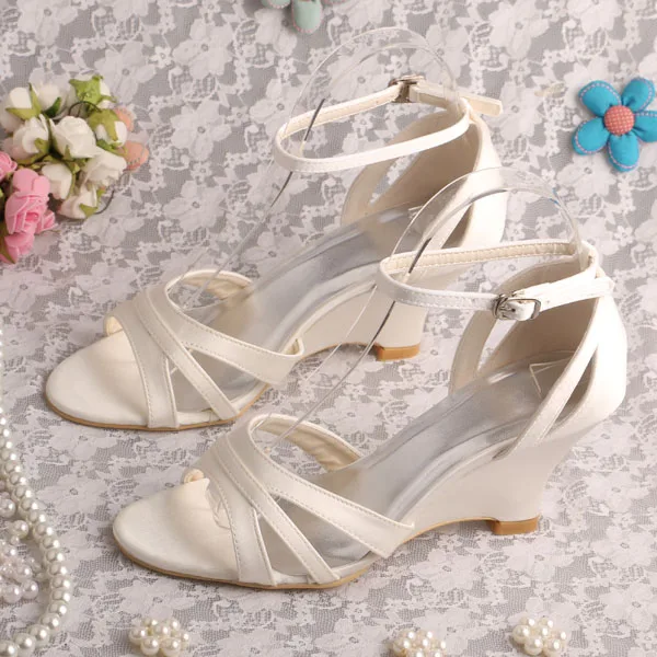 Aliexpress.com : Buy New Design Ladies Summer Wedge Sandals Ivory Satin ...