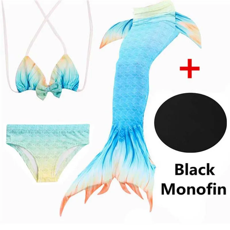 

4Pcs/22 Colors Girls Swimming Mermaid Tail with Monofin Little Children Ariel Mermaid Costume Kids Swimsuit Bathing Suit Cosplay