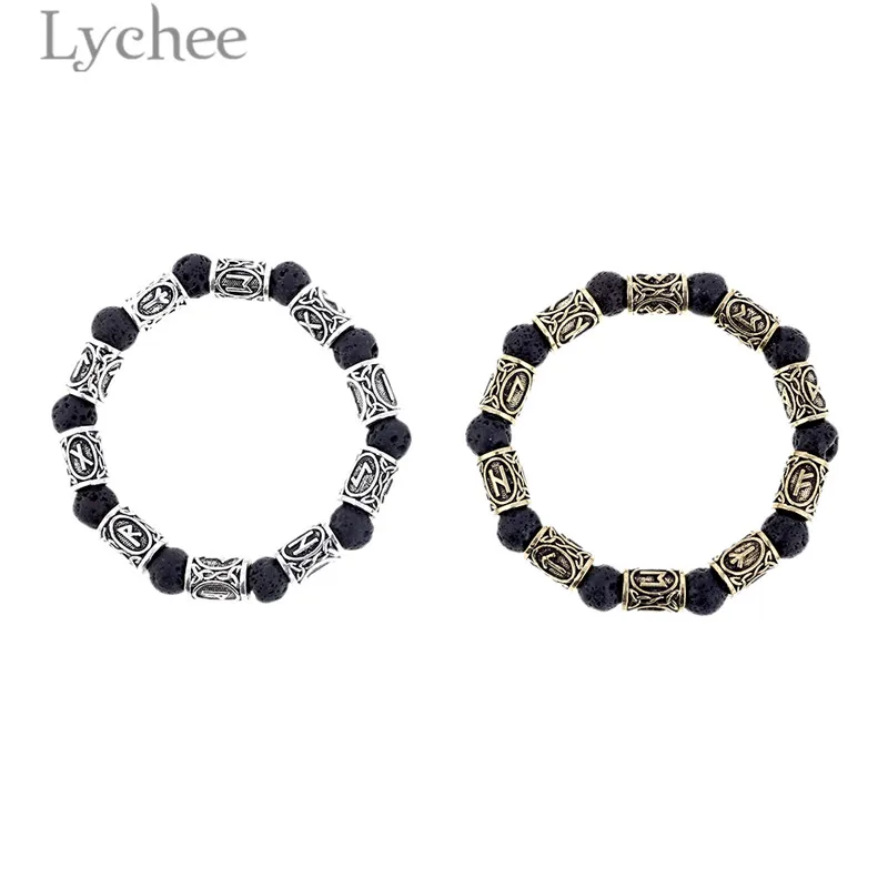 Lychee Модные сплав Бусы из лавы браслет викинга унисекс античные серебряные цветные трубки браслет ювелирные изделия для мужчин и женщин