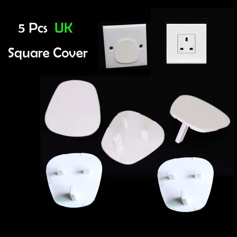 5Pcs UK Square Cover 5/10 шт поворот разъем замок защиты электрическим током отверстия Дети Уход Детская безопасность электрической безопасности Пластик заглушка на розетку от детей - Цвет: 5Pcs UK Square Cover