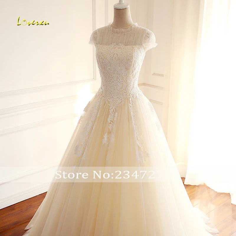 Loverxu Vestido De Noiva старинные c высоким горлом на шнуровке линии Свадебные платья 2019 рукава с аппликацией Тюлевое платье невесты плюс Размеры