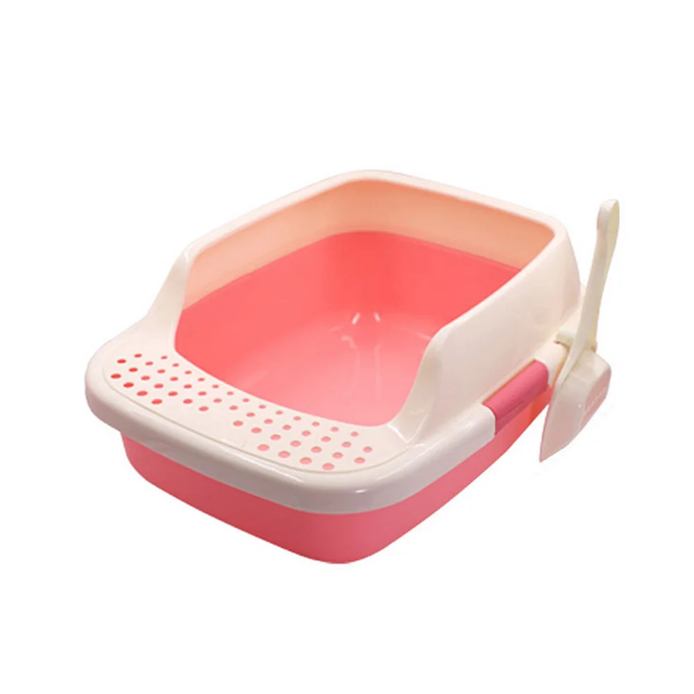 pink 1 шт. пластиковая коробка для кошачьего туалета, многоразовый поднос для кошек против брызг, постельное белье для домашних животных, принадлежности для чистки туалета, полузакрытая Песочная коробка - Цвет: pink