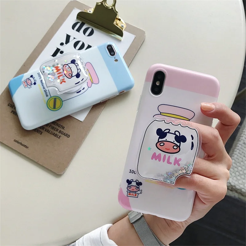 Лето Молоко подушка безопасности кронштейн чехол для телефона для IiPhoneX/XR/XS Max/XS/XR мешок льда ТПУ 7 6 8 плюс 6splus крышка