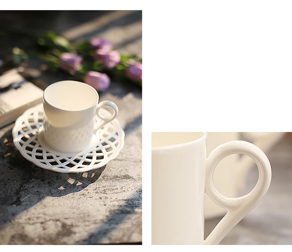 Скандинавские костяные фарфоровые кофейные чашки и блюдца, изысканные полые кофейные чашки, чайные чашки, послеобеденные чайные чашки, домашняя посуда для напитков