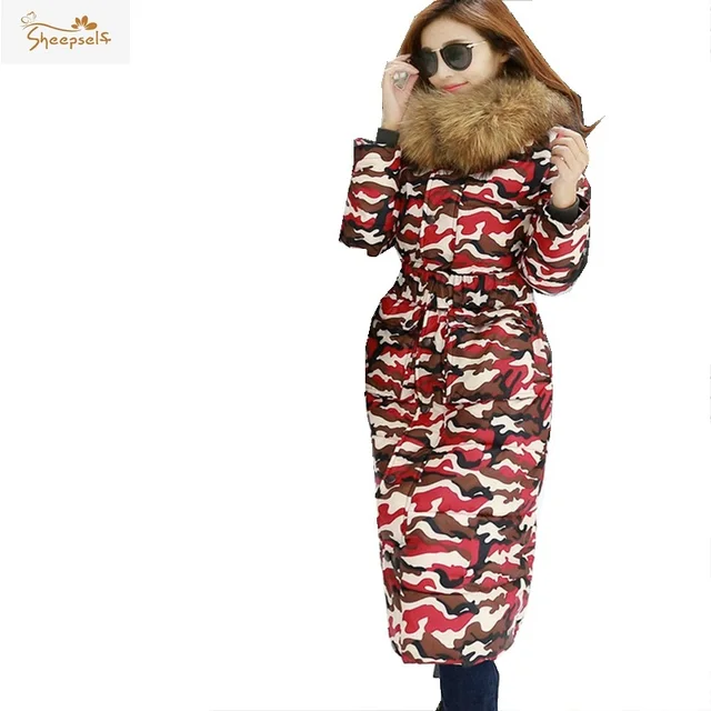 Cheap Women Down Cotton Parkas Long Thicken Coats Winter 2016 Faux Racoon Hooded X-Long Wadded Jackets Femme Plus Size Outwear WC9606