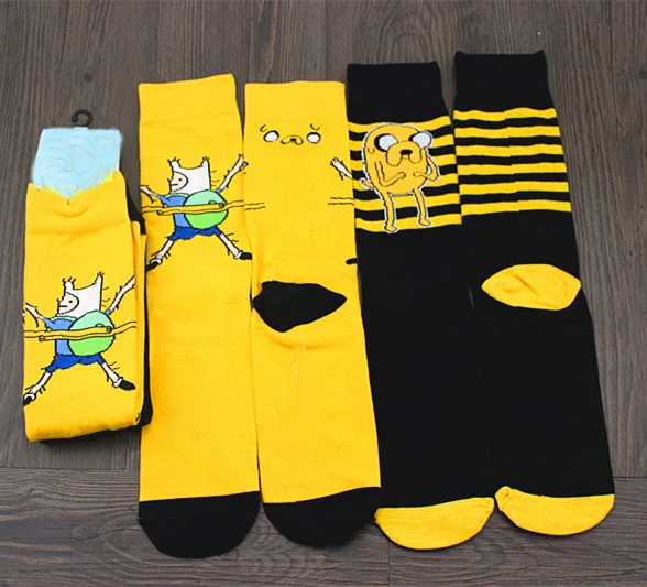 Cute anime cartoon adventure socks yellow street role playing cotton comics female men socks party novelty interesting spring