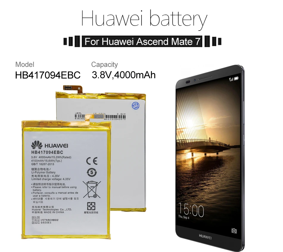 Hua Wei сменный аккумулятор для телефона HB417094EBC для huawei Ascend mate 7 MT7 TL00 TL10 UL00 CL00 4000/4100mAh Бесплатные инструменты