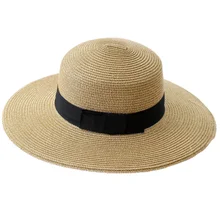 Womens'панама шляпа от солнца канотье ручной работы соломенная шляпа для лета