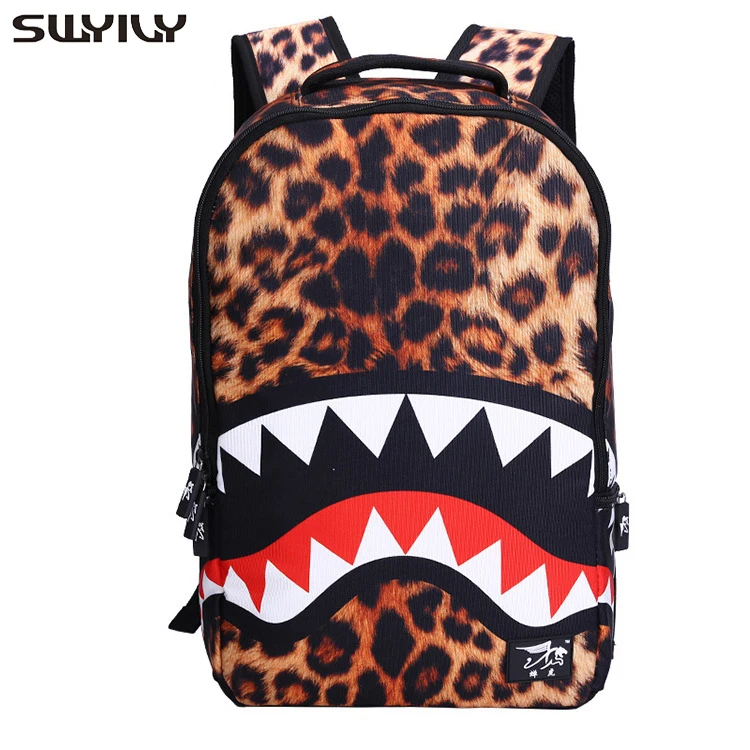 SWYIVY Backbag женская сумка через плечо для старшеклассников Акула Осенние Новые рюкзаки с леопардом школьные сумки для подростков
