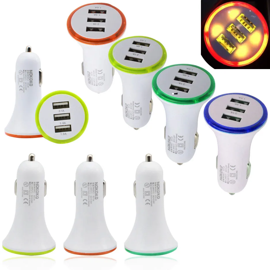 Маленький мини USB Автомобильное зарядное устройство адаптер 1 шт. Универсальный 3 порты и разъёмы DC адаптер зарядного устройства для автомобиля для samsung note 7# PY4