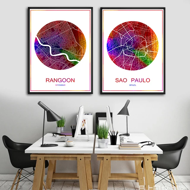 Абстрактный карта городов мира Стамбул принт индейки печати плакатов на Бумага