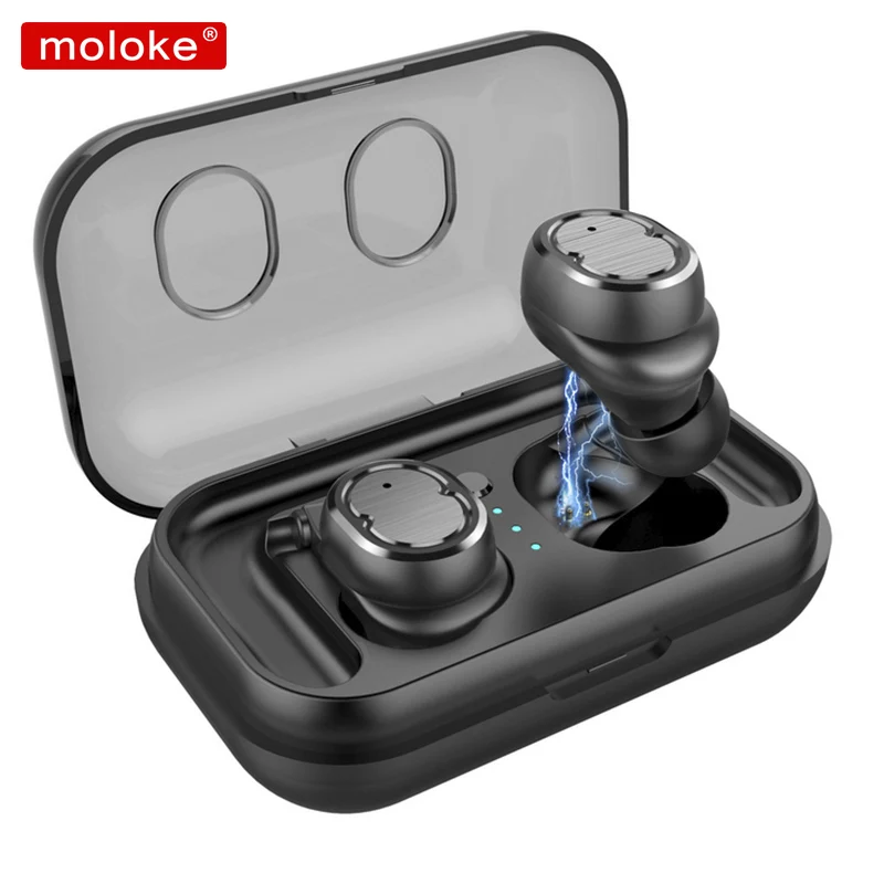 

moloke TWS Wireless Bluetooth Earphone Stereo Earbud Sport Ear Phone With Mic Portable Charging Box For Xiaomi Huawei Mobile