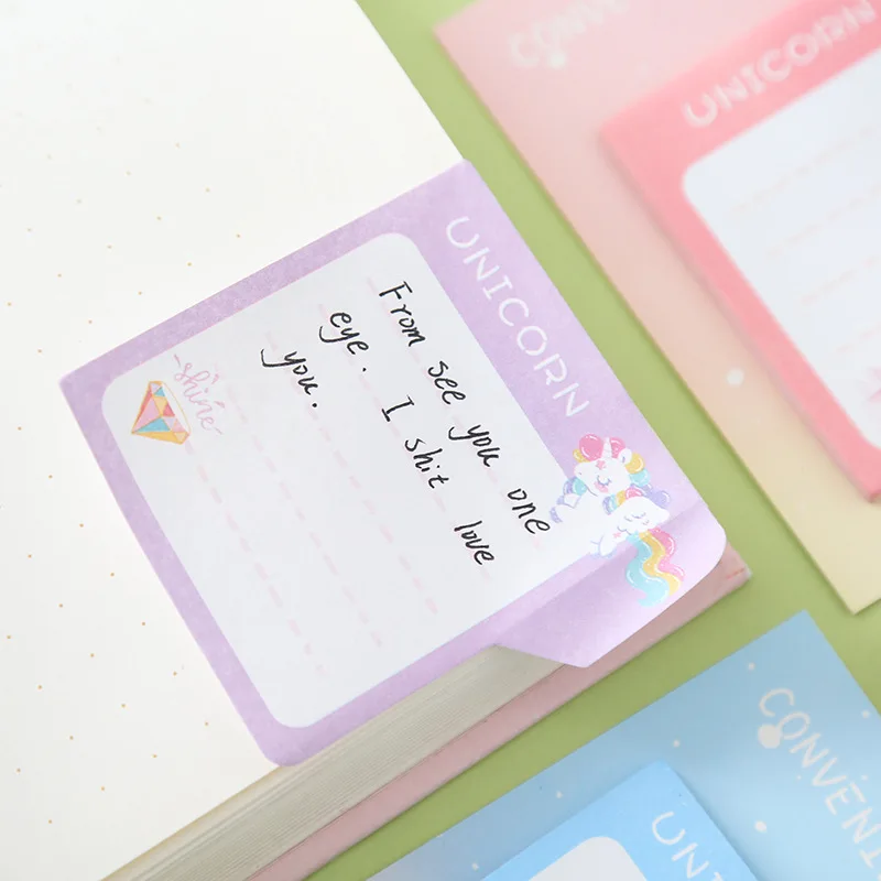 Милый Единорог N раз блокнот мультфильм самоклеящиеся индексы липкая бумага для заметок Закладка канцелярские принадлежности стикер школьные принадлежности