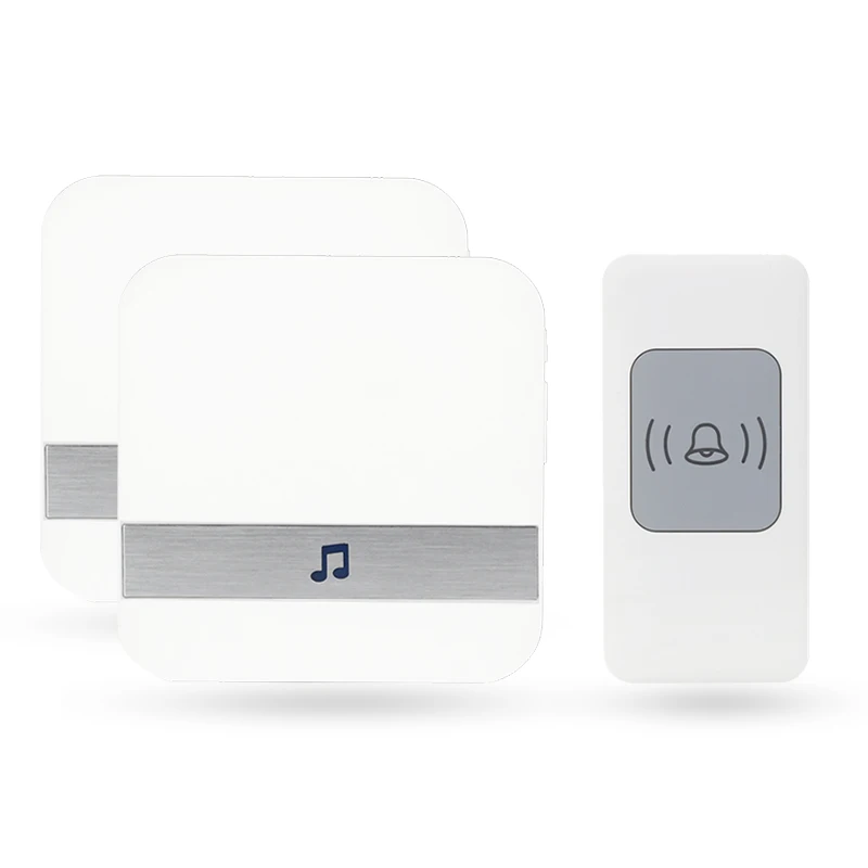 1 button 2 receiver WEMEDA беспроводной дверной звонок Водонепроницаемая кнопка на батарейках 300 м Пульт дистанционного управления США вилка умный дом дверной звонок 52 колокольчик 4 громкости - Цвет: 1 button 2 receiver