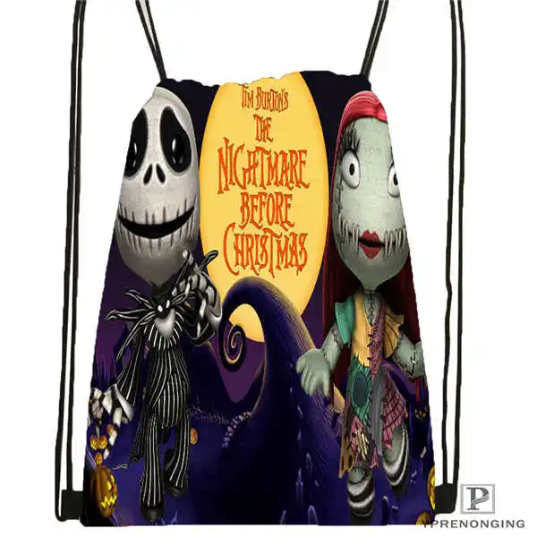 Drawstring Backpack Пользовательские Кошмар перед Рождеством походная сумка на шнурке милый рюкзак для детей(черная спина) 31x40 см#180531-04-08 - Цвет: Drawstring Backpack