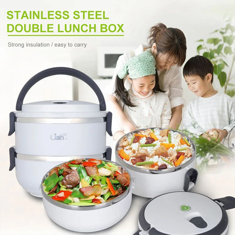 

Easy To Clean Thermal Lunch Box White Stainless Steel Thickened Lock No String Of Flavor Exquisite and Beautiful Anti-Scalding
