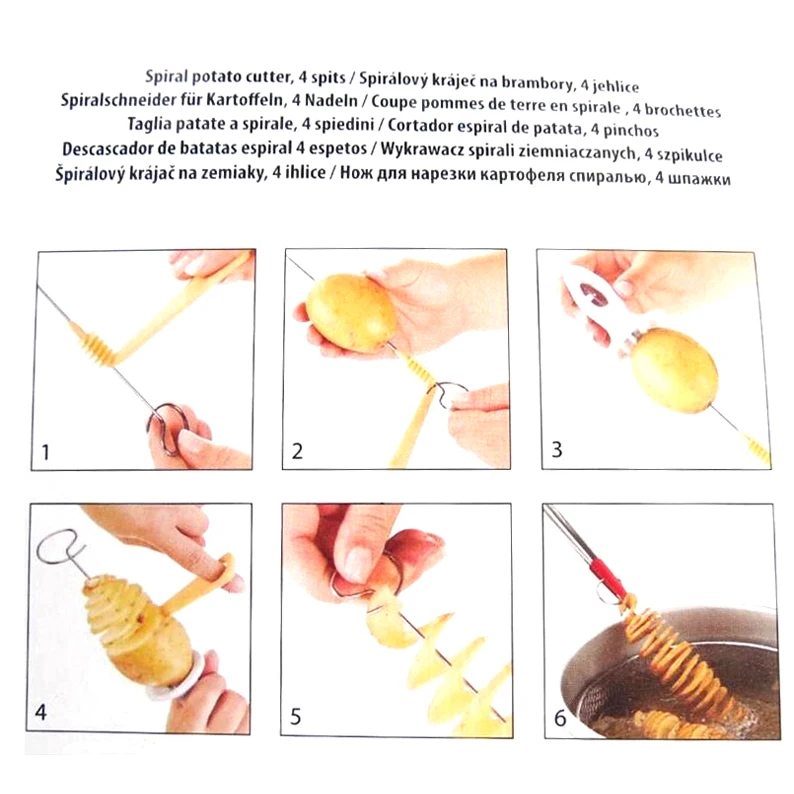 Нож для спиральной нарезки картофеля Tornado ручной слайсер спираль французский резак для жарки Картофельная башня делая спиральный нож кухонные принадлежности