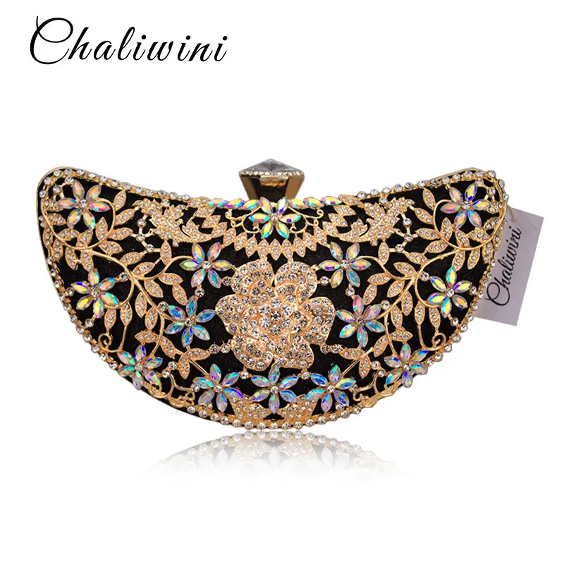 Chaliwini, Классический женский клатч, вечерняя сумка, открытая, металлическая, свадебная, с блестками, сумка на плечо, для выпускного, для невесты, с кристаллами, сумочка, кошельки