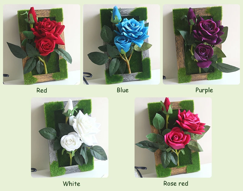JAROWN Wall Mounted 3D Simulation Rose Flowers Photo Frame Wedding Decoration Artificial Silk Flower Home Decor (17)