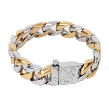 15 мм широкий тяжелый Золотой Мужской велосипед Череп Браслет Серебро 316L браслет из нержавеющей стали кубинской цепной браслет для мужчин ювелирные изделия