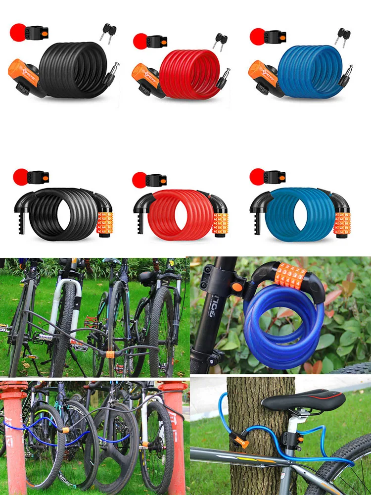 3 Colors Universal Anti Theft Bicycle Lock Stainless Steel Cable