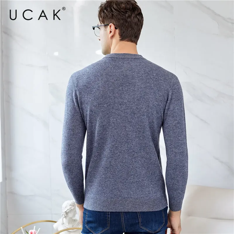 UCAK Brand Merino Wool Sweater Men Streetwear Casual Plaid O-Neck Pull Homme Autumn Winter Soft Warm Cashmere Pullover Men U3040 UCAK Brand Merino Wool Sweater Men Streetwear Casual Plaid O-Neck Pull Homme Autumn Winter Soft Warm Cashmere Pullover Men U3040